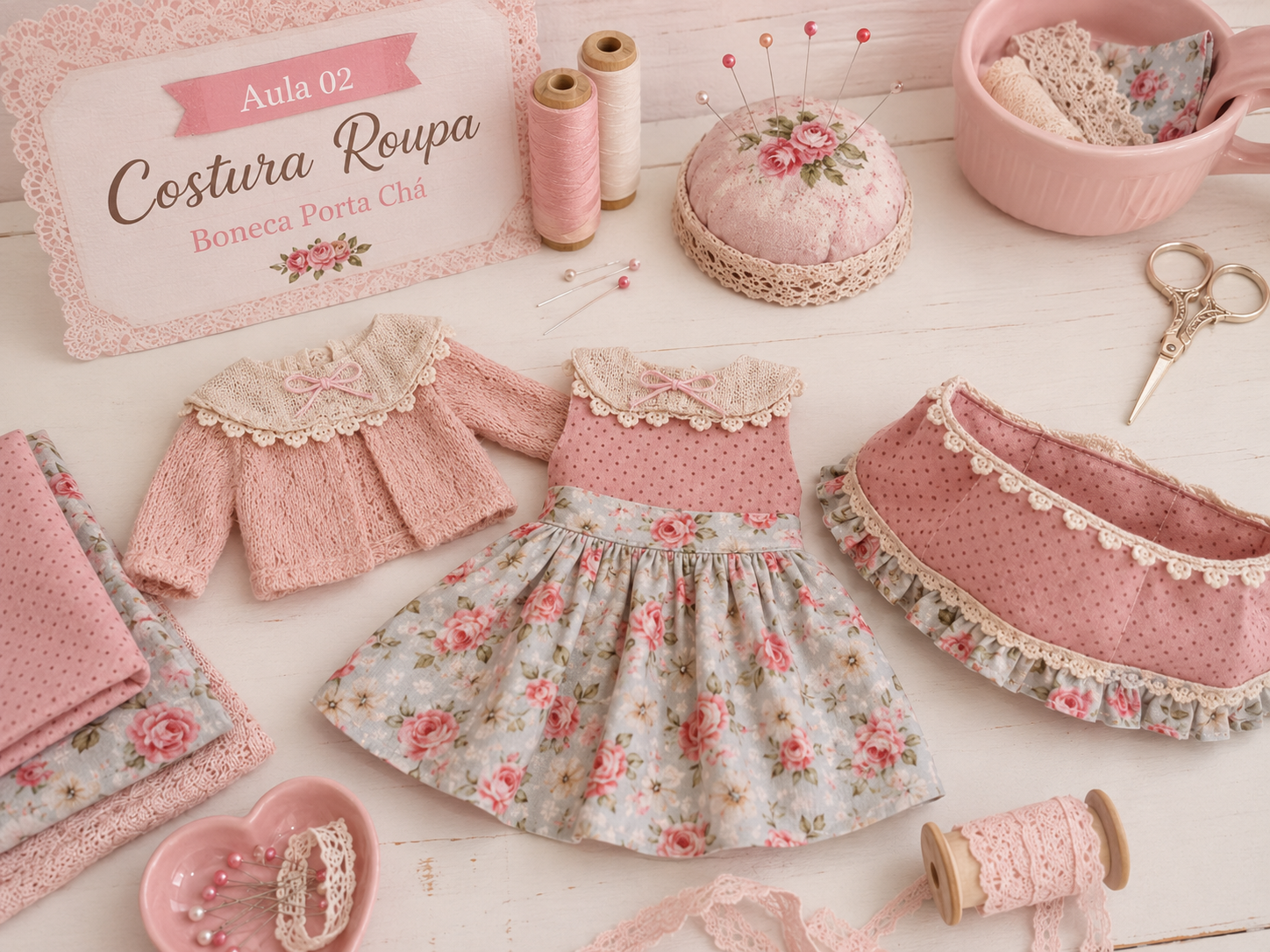 Boneca Porta Chá · costura roupa